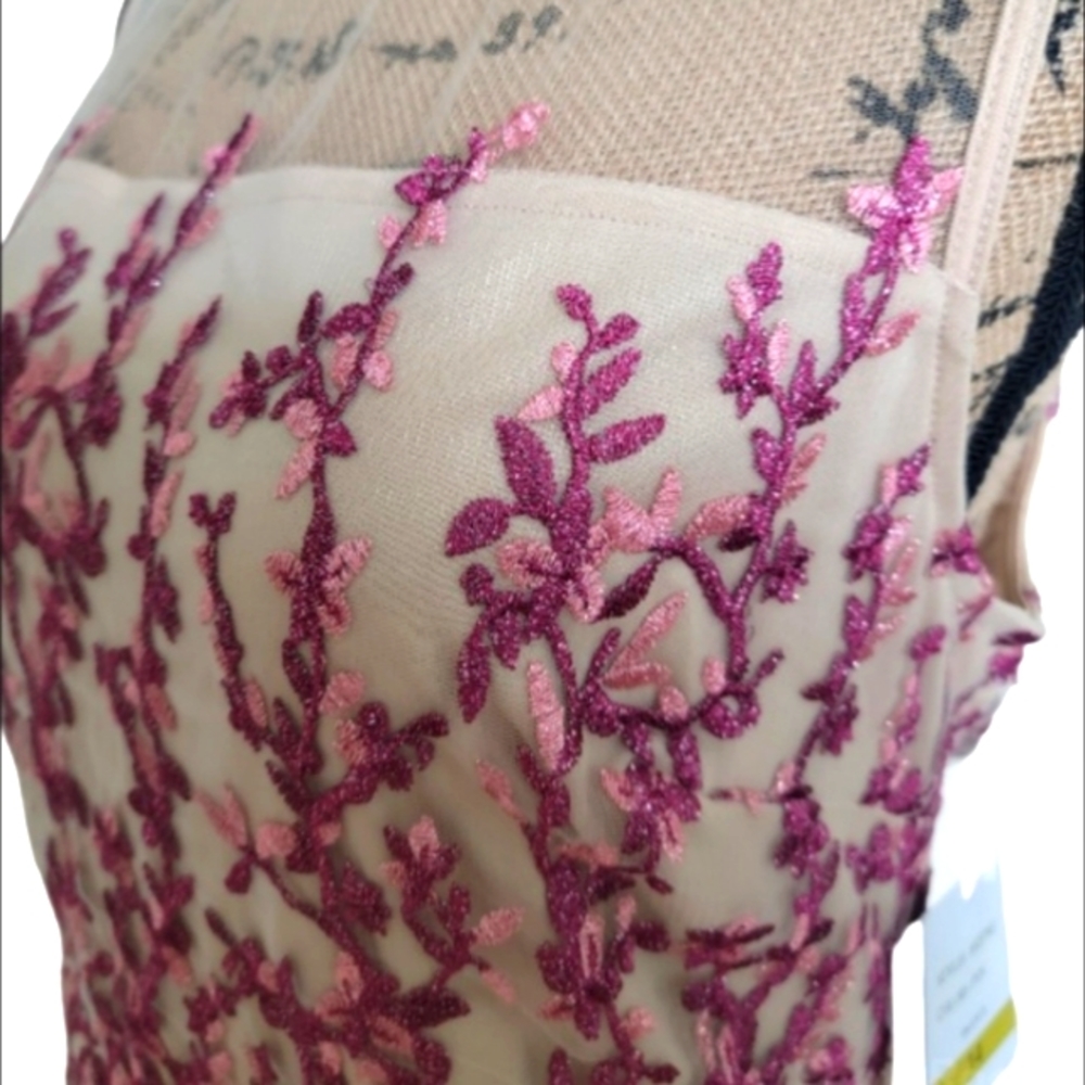 Elegant Pink Floral Embroidered Dress